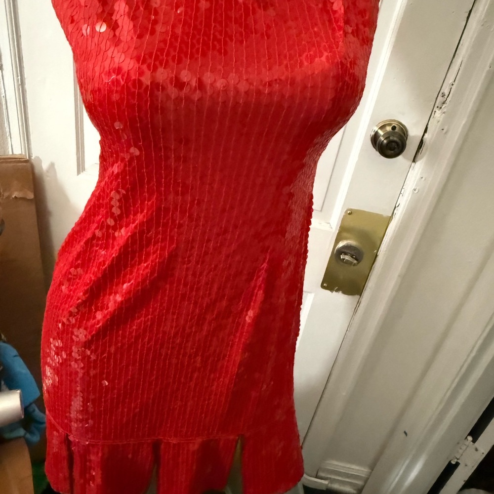 Elegant Red Sequin Dress